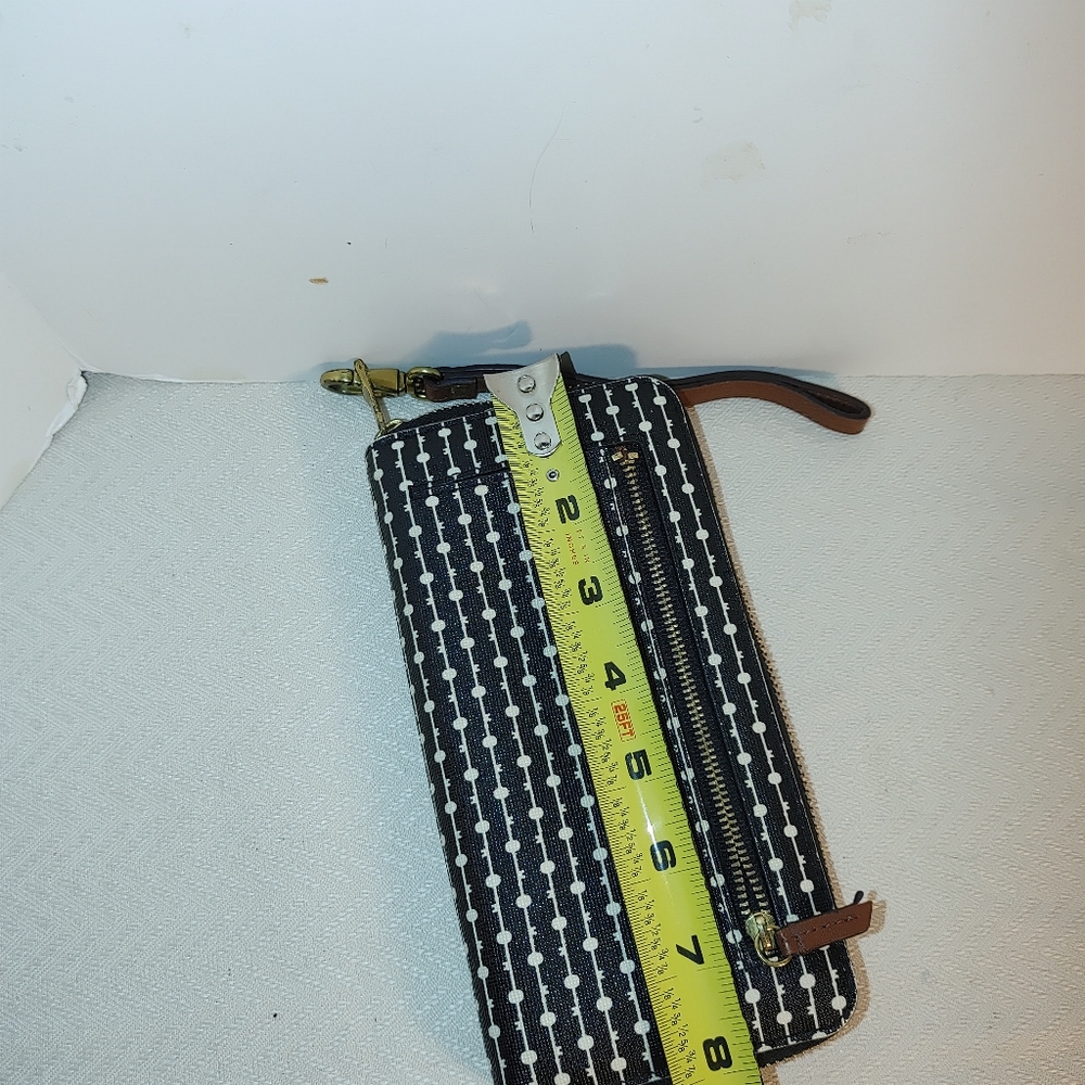 Wallet Clutch Fossil Canvas Brown Design Zip Arou… - image 4